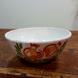 Ceramic salad bowl pomegranate decoration handmade by artgiani.