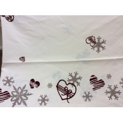 Tablecloth and napkins snowflakes and hearts