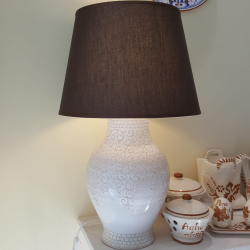 Ceramic lamp with embroidery design