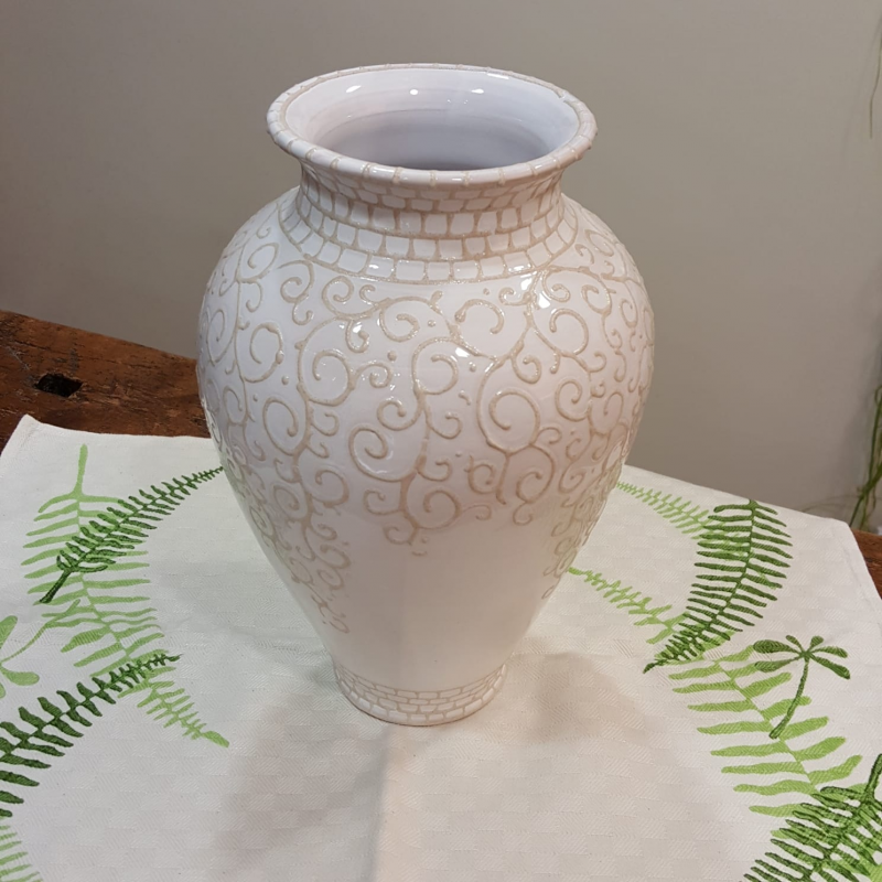 Ceramic vase with embroidery decoration