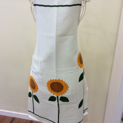 Apron in linen Decoration Sunflowers