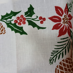 Christmas Tablecloth prints of pine cones and holly