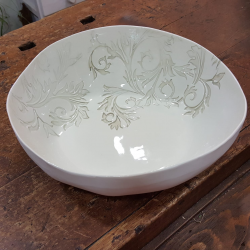 Bowl porcelllana bianca collezione Acanto impronta grigia