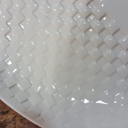 Plate oval in white porcelain imprint checkers Stamperia Bertozzi