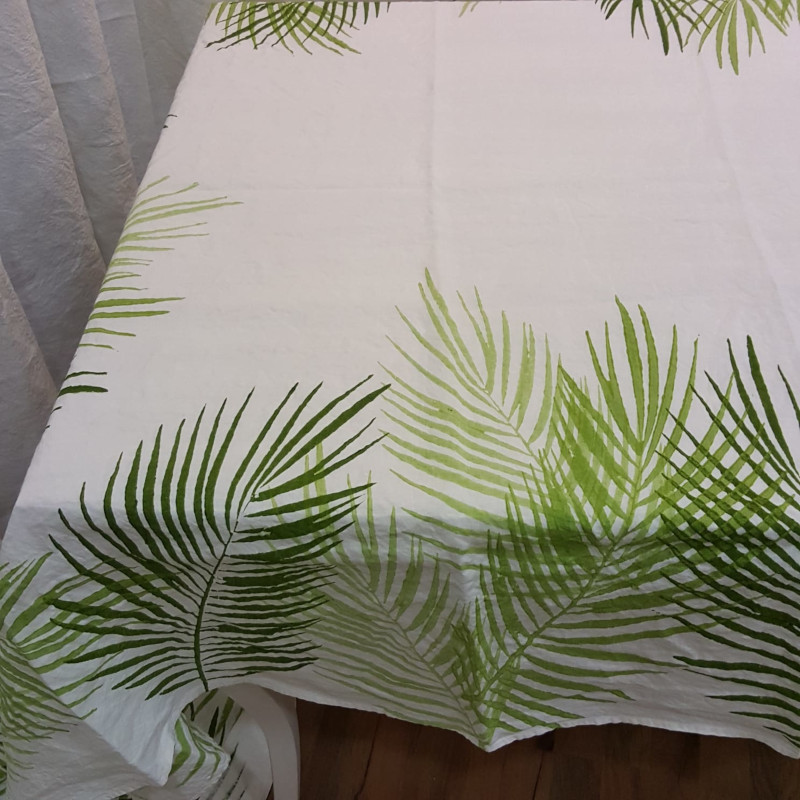 Natural linen tablecloth palma decoration