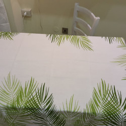 Tablecloth in natural linen with palm decoration