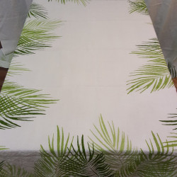 Tablecloth in natural linen with palm decoration