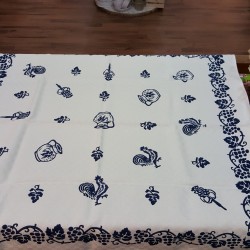 Romagna printed square tablecloth in linen blend