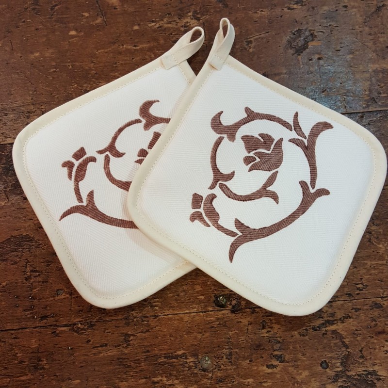 Flower bud printed pot holders