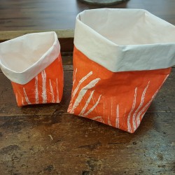 Storage basket in washable palm print paper