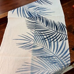 Hand-printed table runner palm design