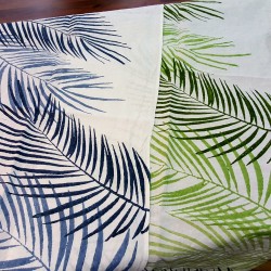 Hand-printed table runner palm design