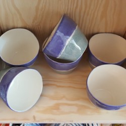 Double blue band porcelain tea cups