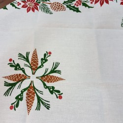 Christmas linen tablecloth square hand printed