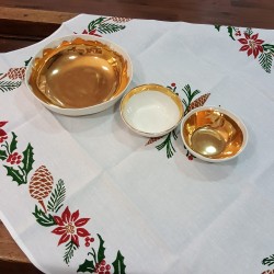 Christmas linen tablecloth square hand printed