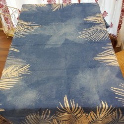 Crumpled linen tablecloth Palma blue collection