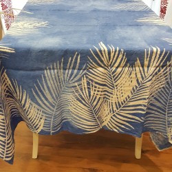 Crumpled linen tablecloth Palma blue collection