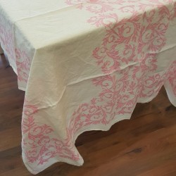 Tablecloth Acanto collection in crumpled linen color Pink