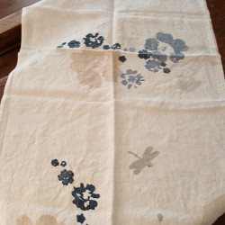 Table runner 100% Crumpled linen L'Heure Bleue collection