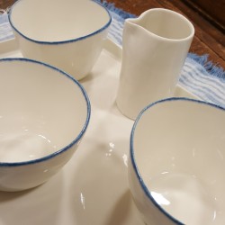 Porcelain coffee or tea service with tray and milk