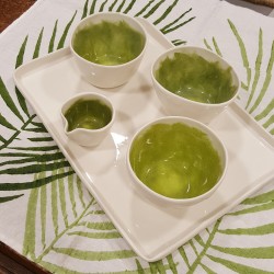 Coffee service with porcelain tray and dairy.