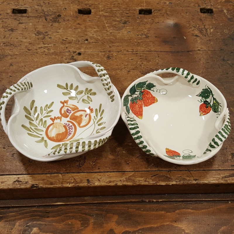 Ceramic fruit bowl with Pomegranate or Strawberry decoration