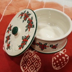 Ceramic Biscuit Jar with Holly Decoration