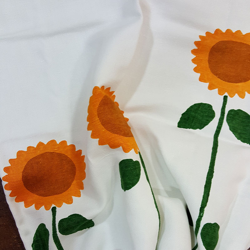 Dusters sunflowers printed by hand