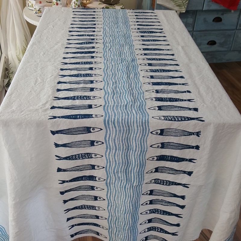 Linen tablecloth Panarea Onda