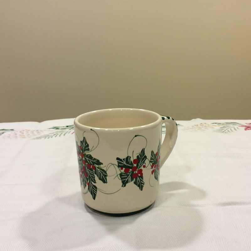 Cup Mug ceramic Christmas holly decoration