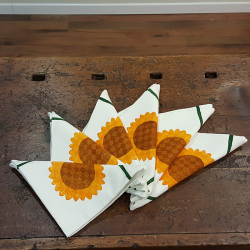 Napkins hand-printing sunflowers decorated