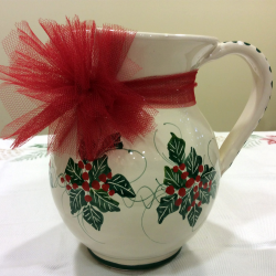 Christmas wine jugs holly decoration