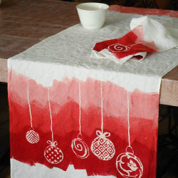 Christmas Table runner crumpled linen  Bertozzi