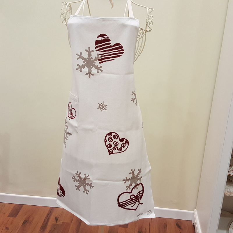 Linen apron bows and hearts