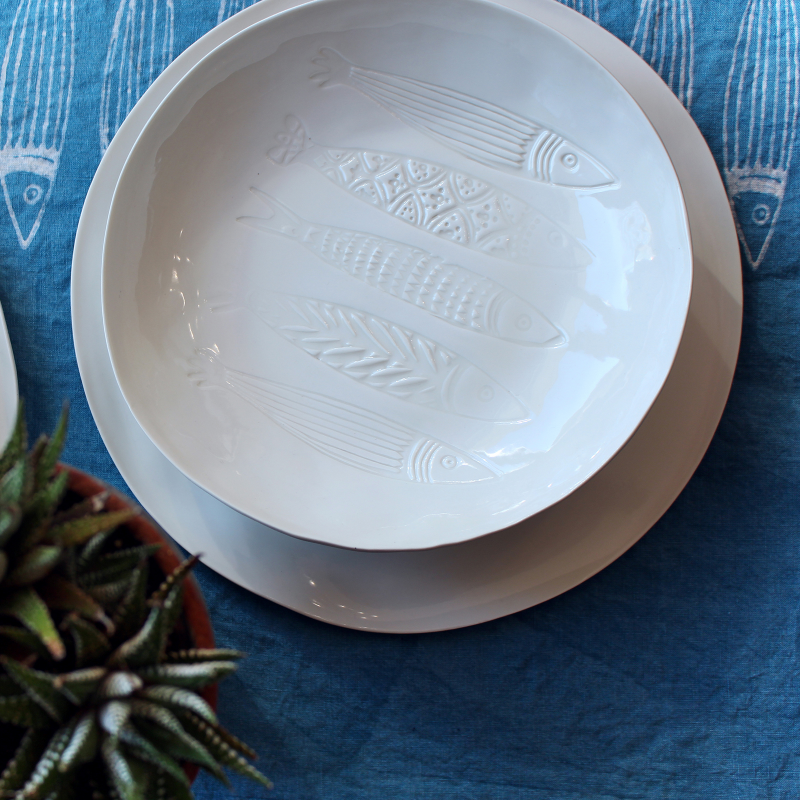 Set of porcelain plates collection panarea