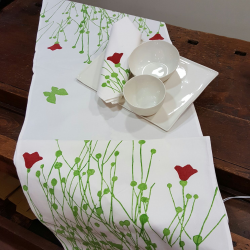 Table Runner  linen tulips print