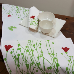 Table Runner  linen tulips print