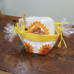 Confezione Regalo cestino porta pane e presine decorazione girasole