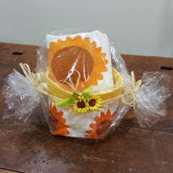 Confezione Regalo cestino porta pane e presine decorazione girasole