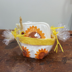 Confezione Regalo cestino porta pane e presine decorazione girasole