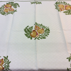 linen tablecloth hand-printed pomegranates