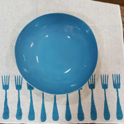 Porcelain bowl with azure background