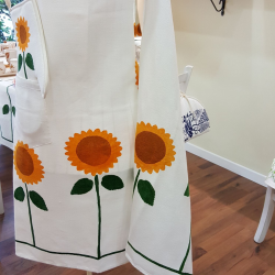 Apron in linen Decoration Sunflowers