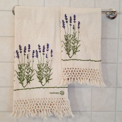 Couple bath towels hand-printed lavender decoration