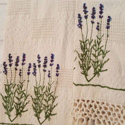 Couple bath towels hand-printed lavender decoration