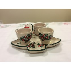 tete a tete Christmas holly decoration Italian ceramics