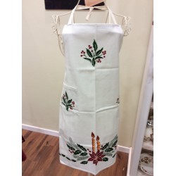 Linen Apron for kitchen hand-printed