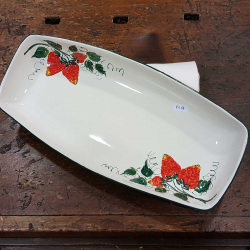 Small ceramic serving dish decorated strawberries