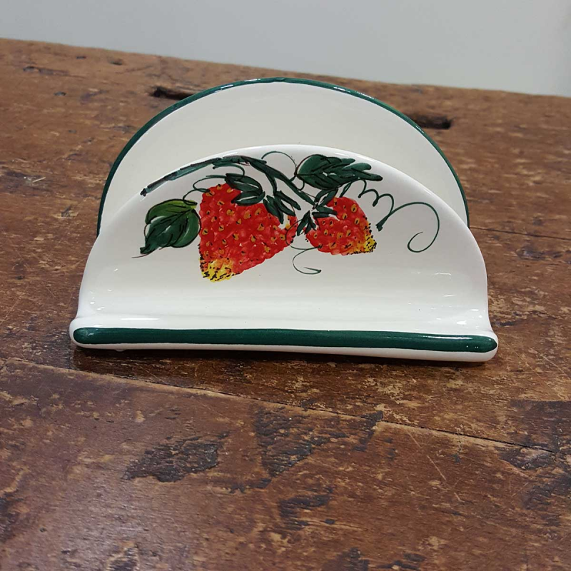 Ceramic napkin holder decorated with strawberries